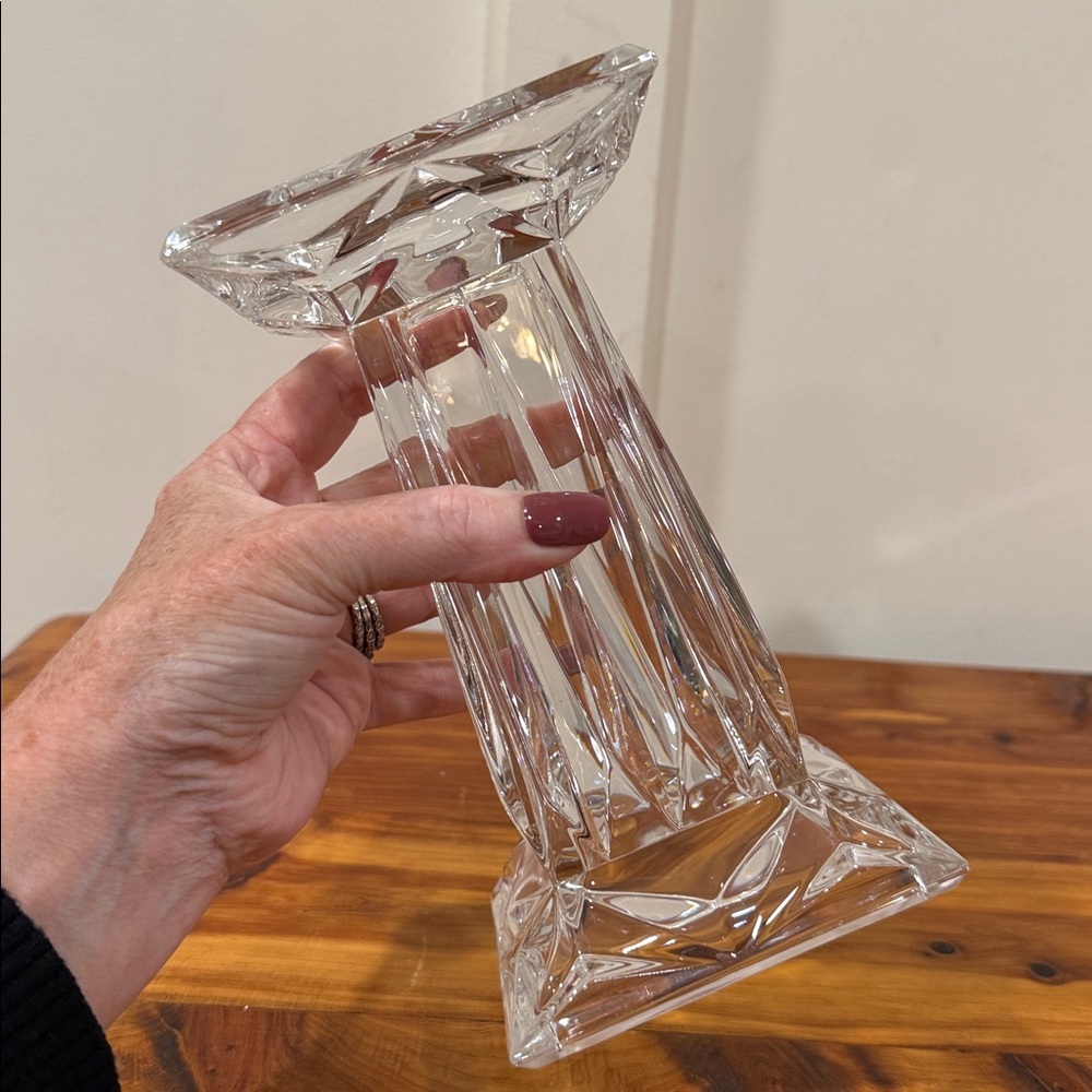 Partylite Quad Prism Pedestal Lead Crystal Pillar Candle Holder Vase - Picture 5 of 5